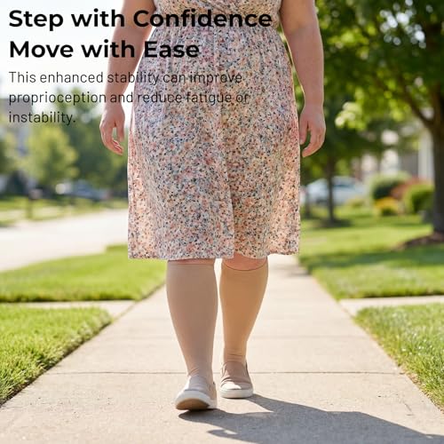 MGANG Plus Size Medical Compression Stockings for Women & Men, Open Toe - color: Knee High Open Toe Beige, size: 6X-Large