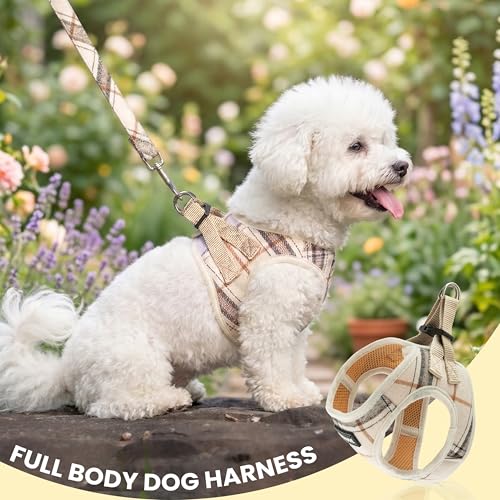 Dog Harness for Small Dogs, Plaid Step-in No Pull Dog Vest Outfit - size: Medium-chest : 14.5"-17"