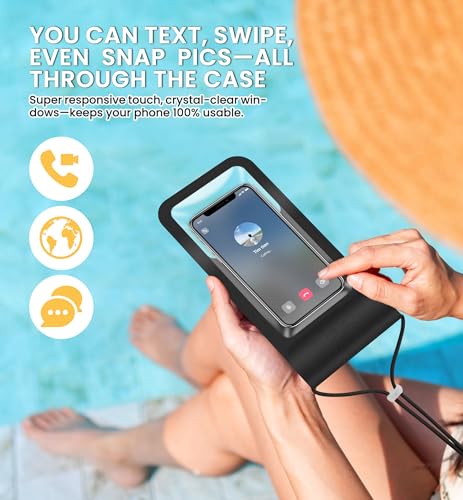 HiRui Universal Waterproof Phone Pouch, Black, X-Large - color: Black, size: X-Large
