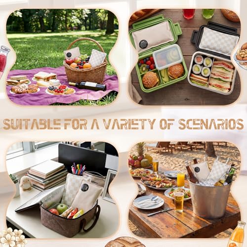 VIHOSE 2 Pcs Ice Packs for Lunch Box Bag - color: Beige Brown, style: Checkerboard