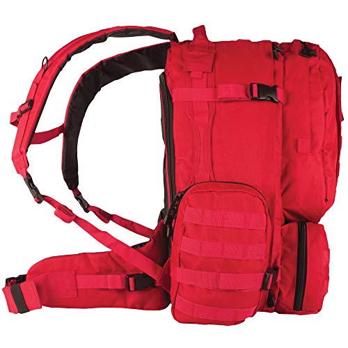 FOX OUTDOOR PRODUCTS Advanced 3-Day Combat Pack | 69L Tactical Backpack w/Dual Hydration Ports, Compression Straps & Storage - color: Red