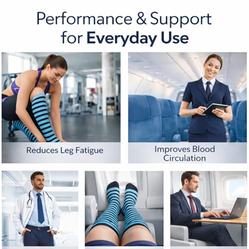 Diamond Star 6 Pairs Compression Socks for Men & Women, Knee High Socks - color: 6 Pairs (Teal/Black)