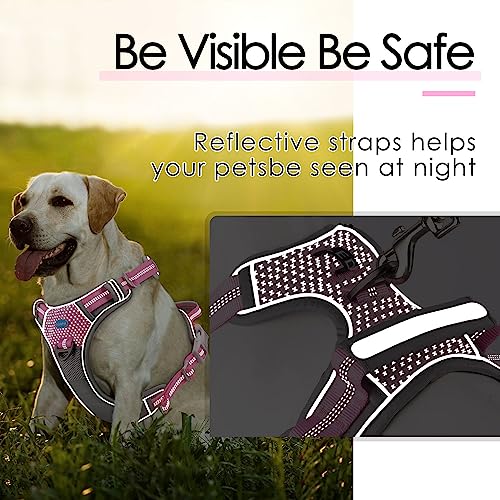 ThinkPet No Pull Harness for Small Medium Large Dogs, Reflective Padded Vest with Handle, Adjustable Star Style - color: Bright Pink, size: XL(Chest:24"-33")