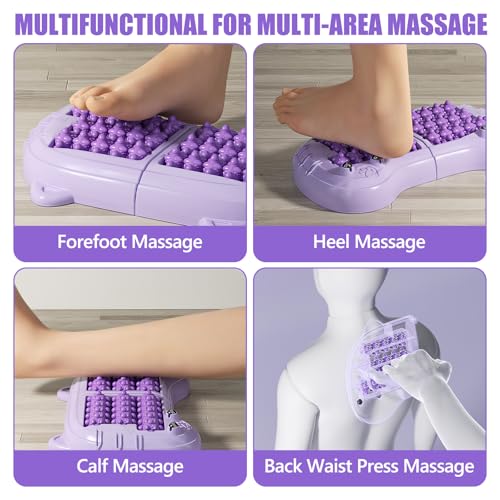 Foot Roller Massager for Plantar Fasciitis Pain Relief, Large Size Under Desk Feet Massage, Manual Acupressure Tool, Eases Pain & Cold Feet, Boosts Circulation, Split Portable & Washable，Purple