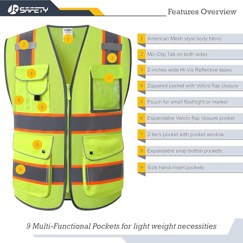 JKSafety Safety Vest for Men Women Reflective Hi Vis JK100 Yellow S - color: 100-yellowt2, size: Small
