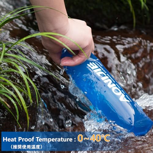 JEELAD Soft Folding Water Bottles BPA-Free Leak-Proof TPU Soft Running Water Bottles Collapsible Flask Hydration Pack Vest Ideal for Running Hiking Cycling Outdoor - color: 500ml / 16.9oz with Straw