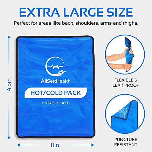 Reusable Ice Packs for Injuries Reusable | 11"x 14.5"- 2 Pack XL | Hot & Cold Pack | Large Ice Pack for Back Pain Relief, Flexible When Frozen | Cold Compress for Back, Knee, and Shoulder Injuries - color: Blue 1