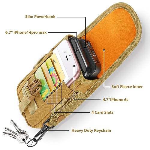 SOWHUP Tactical Molle Pouch Cell Phone Pouch Holster Small Utility EDC Pouch Gadget Organizer Bag - color: Tan2