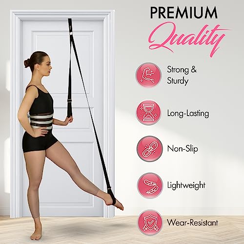 Stretching Strap with Door Anchor for Splits and Flexibility Training - color: Black