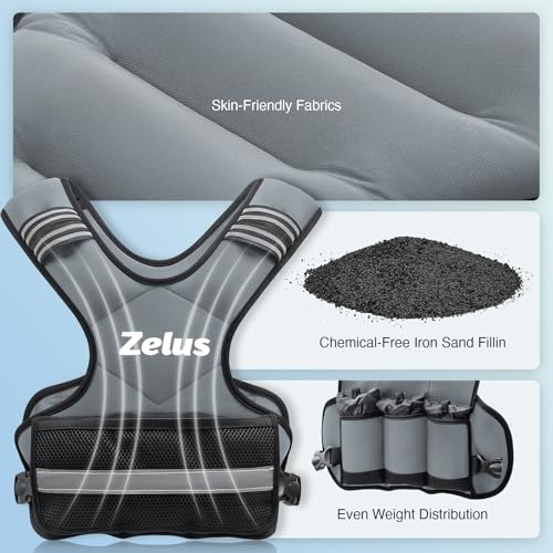 ZELUS Weighted Vest for Men Women,Adjustable 4-32lb Vest, Removable Weights - color: Gray, size: 11-20 lb.
