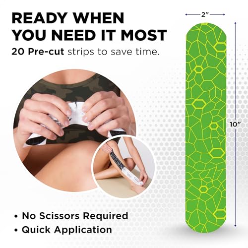 THERABAND Kinesiology Tape, Shoulder, Back & Knee, 1 Roll, Green/Yellow - color: Green/Yellow
