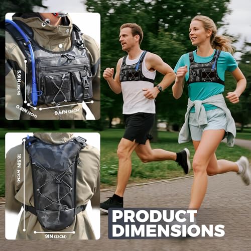 Criuage USA Patent Running Hydration Vest Backpack, Lightweight Chest Pack with 2.0L Water Bladder Bag Daypack for Hiking Running Cycling Race Marathon for Women Men - color: Camo