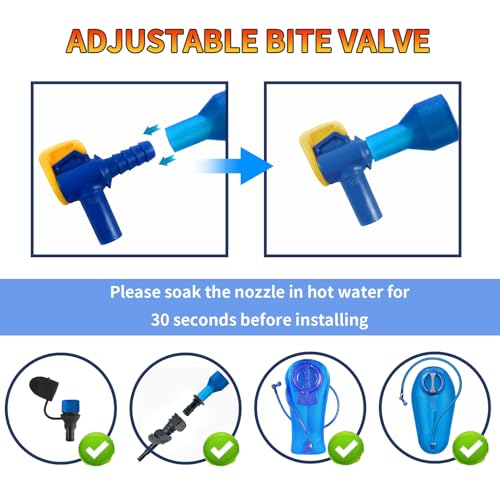 Bite Valve Replacement Mouthpiece Fit for Hydration Pack Bladder Water Backpack and Most Brands(4-Pack), with Shutoff Valve and Tube O-Ring - color: 8 Blue