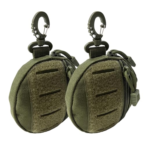 1000D Laser Cut Coin EDC Pouch Change Purse Tactical Round Zipper Bag - color: Army Green Set 1