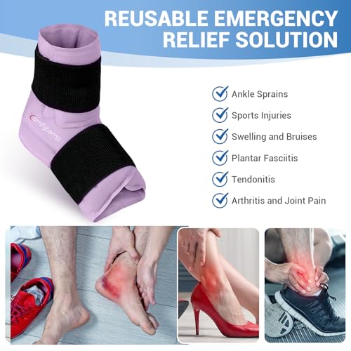Comfytemp Ankle Foot Ice Pack Wrap, Ice Boot Gout Heel Ice Pack, Reusable - color: Purple 70, size: Large