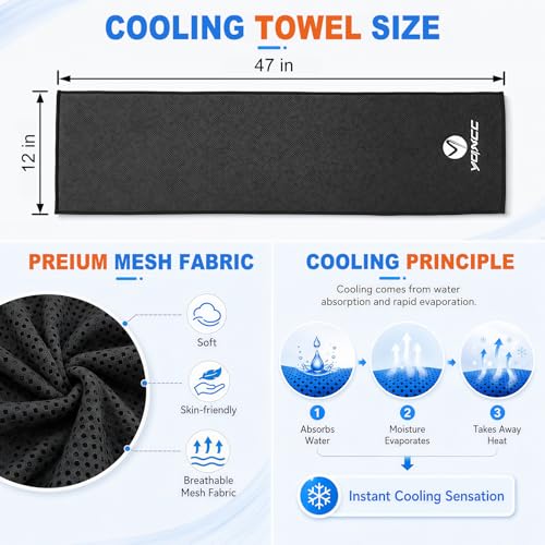YQXCC 2 Pack Cooling Towels (47"x12"), Ice Cool Towel for Neck & Face - color: 2*dark Gray