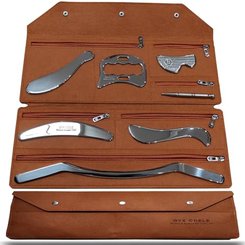 Stainless Steel Muscle Scraper Tool Set, 7-Piece IASTM Kit, Scraping Massage Tools for Physical Therapy - style: GYX COELE-7 set A
