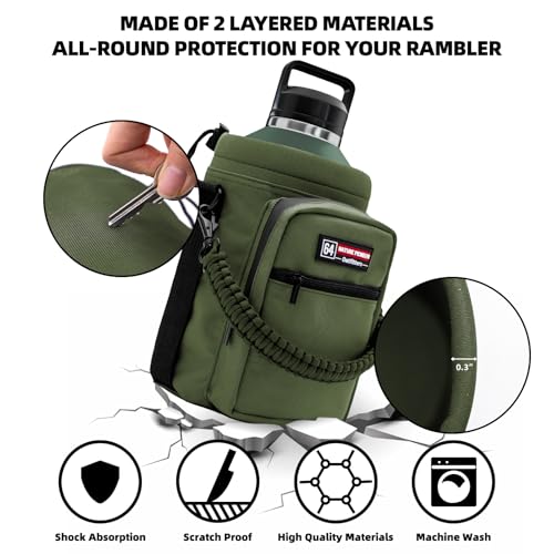 NATURE PIONEOR 26-128 oz Insulated Water Bottle Carrier Holder with Strap - color: Green, size: 64oz