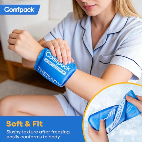 Comfpack Soft Ice Packs for Injuries Reusable, Double Side Hot Cold Therapy - size: 9.1×3.8 Inch