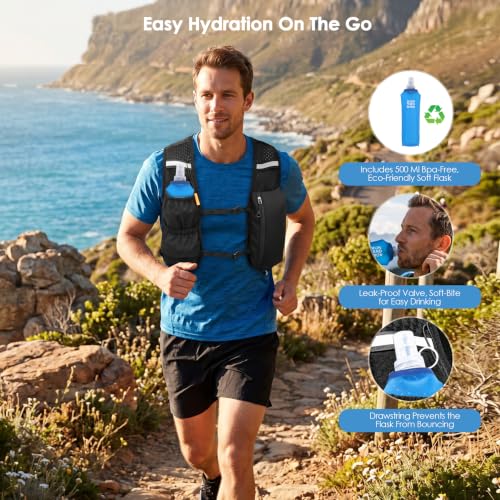 TOMSHOO Running Vest with 500ml Water Bottle for Women Men