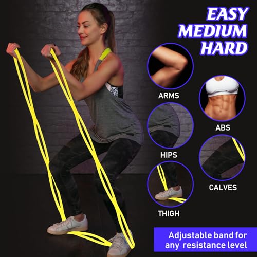 Zomiboo 5 Pcs 7 Ring Resistance Exercise Bands Resistance Stretch Band with Drawstring Backpack Bag Portable TPR Elastic Stretching Leg and Arm Exerciser for Home or Fitness Center Walking