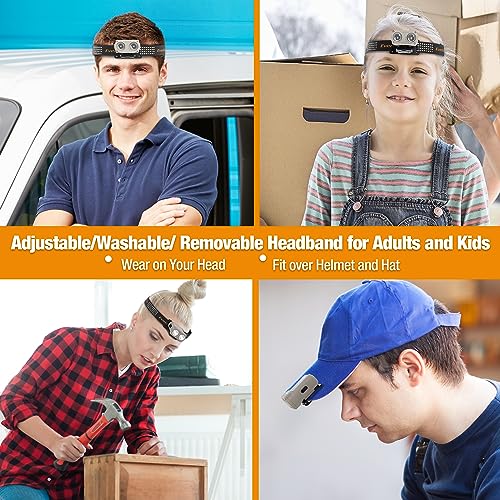 EverBrite Rechargeable Headlamp, Clip-On Hat Light with Motion Sensor