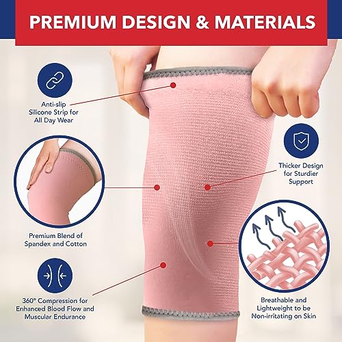 Doctor Developed Knee Brace/Knee Support/Knee Compression Sleeve & Handbook - Relief For Arthritis, Tendonitis, Injury (Pink, L) - color: Pink