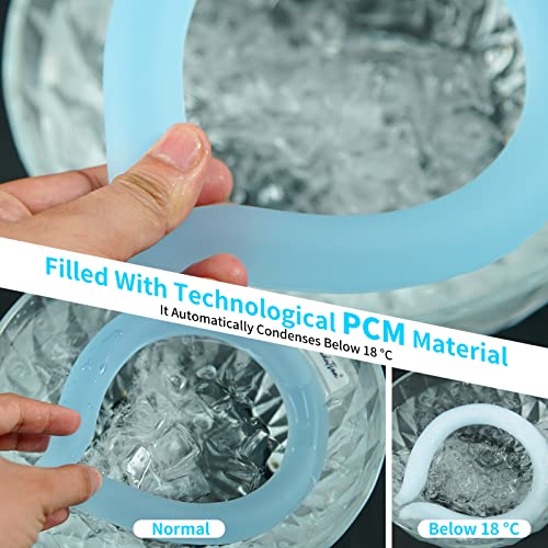 2PCS PCM Neck Cooling Tube with Insulated Bag, Reusable Ice Ring Neck Cooler Wrap, Wearable Cooling Neck Ring for Hot Weather in/Outdoor Sports, TPU Freezable Collar (Blue+White) - color: White+blue