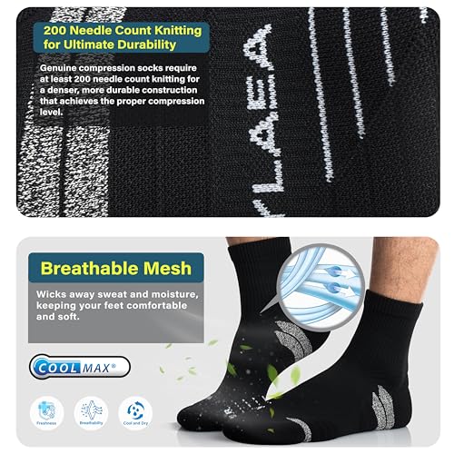 Hylaea Mens Quarter Running Socks for Athletic with Cushion Wicking Coolmax - color: Black 3 Pairs, size: Small