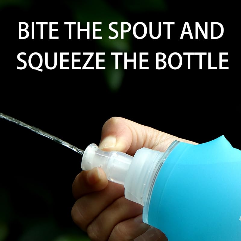 WRELS Soft Flasks TPU Soft Water Bottles Folding Soft Running Water Flask Small for Outdoor Sports Hiking Hydration Pack 8oz/17oz Hiking Cycling Climbing - color: Green-500ml