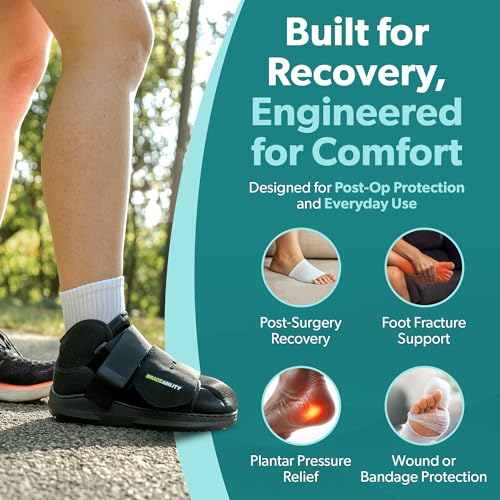 BraceAbility Closed Toe Medical Walking Shoe - Lightweight Broken Toe Cast Boot, Fractured Foot Brace for Metatarsal Stress Fracture, Post-op Bunion, Hammertoe Surgery Recovery - For Men or Women (M) - size: Medium (Women's 7-9.5 / Men's 6-8.5)