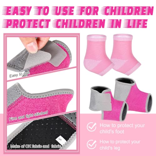 Tarpop 4 Pairs Kids Ankle Brace, Compression Sleeves, M+S, Pink - color: Pink, size: Small,Medium