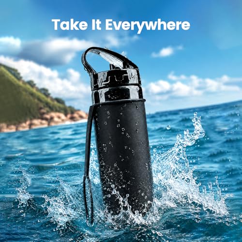 Collapsible Water Bottles 20oz, BPA-Free Silicone Foldable Water Bottle with Leak-Proof Lid Lightweight Portable Running & Travel Water Bottle for Hiking, Camping & Sports