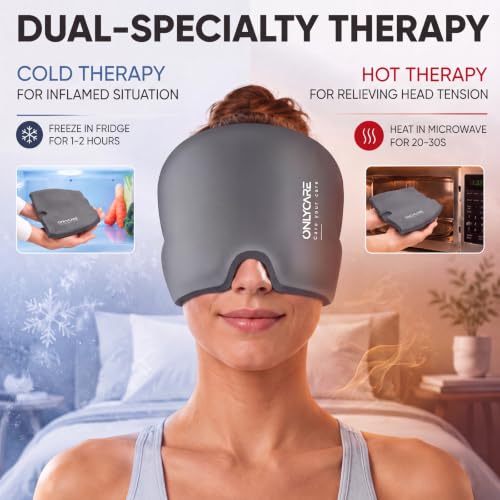 ONLYCARE Migraine Relief Cap, Headache Relief Cold Cap with Odorless Gel - color: Grey