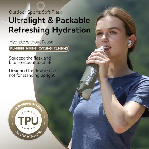 MARCHWAY Soft Flask Collapsible Water Bottle with Wide Mouth, 300ml/500ml - color: Grey, size: 300 ml/10 oz