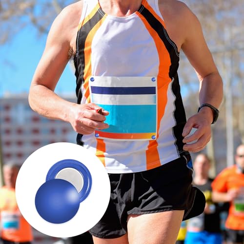 BOXOB 10 Pairs Magnetic Race Bib Clips, Marathon Race Number Buckle Running Bib Magnets Pins Holder for Runners Field Triathlon Cycling Competition (White & Dark Blue) - color: White & Dark Blue
