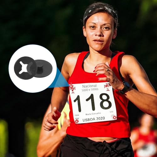 PATIKIL Running Bib Race Clips, 40 Pcs Race Fastener Race Number Buckle Fixing System Marathon Number Buckles Fasteners Holders for Runners Field, Black - color: Black