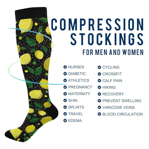 Wusikd Heartbeat Symbol Compression Socks for Women and Men Circulation Black Long Socks for Athletic Running 1 - color: Lemon