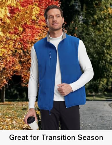 fit space Men's Lightweight Vest Softshell Sleeveless Windproof Jacket with Zipper Pocket Cycling Travel Hiking Running Golf - color: Dark Blue, size: XX-Large