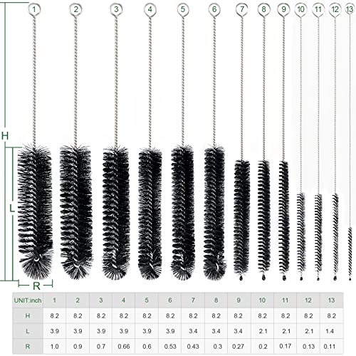 CiaraQ Bottle Cleaning Brushes, 8 Inch Nylon Tube Brush Set - color: Black, size: 8.0 Inch (13pcs)