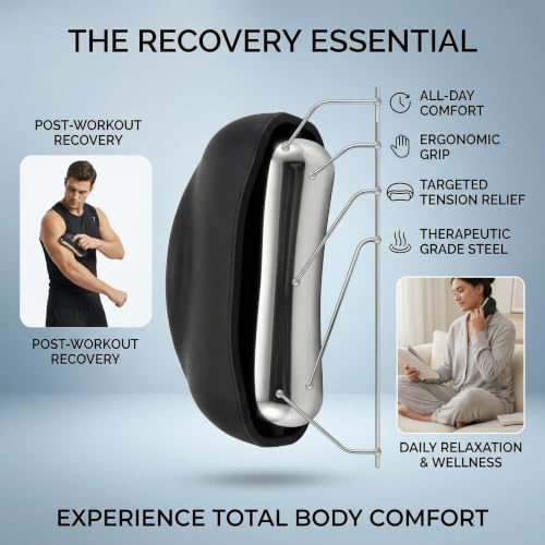 Cooling Massage Roller with Ergonomic Handle for Deep Tissue - color: Black
