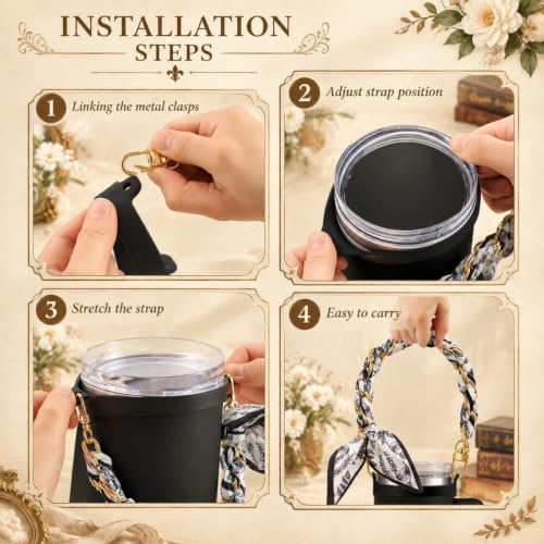 SiliFine Silicone Tumbler Strap Holder with Sling, Carrier - color: Black