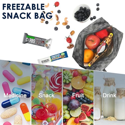 GYEUKHAM Freezable Lunch Bag,Reusable & Collapsible Mini Cooler for Adults,Insulated Lunch Box with Ice Packs,Freezable Snack Bag with Handle Buckle, On-the-Go,Black - color: Black+Ice pack