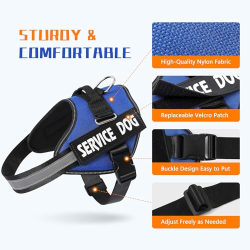 MUMUPET Service Dog Vest, No Pull & Reflective Dog Harness, Blue, XS - color: Blue, size: X-Small