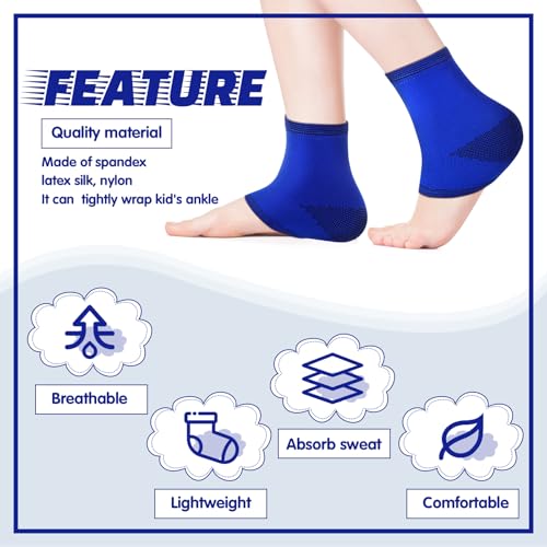 Tarpop 3 Pair Girls Ankle Brace Compression Sleeves, Blue, Medium - color: Blue, size: Medium