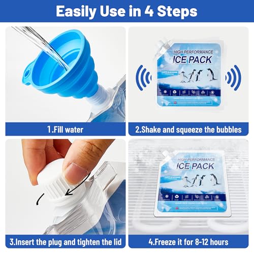 Reusable Ice Packs for Cooler, Freezer Ice Packs for Lunch Boxes, Cooler Ice Packs for Camping Gear, Fishing - size: Medium