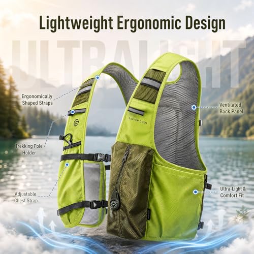 Cooling Vest for Men Women, Hydration Vest for Running Hiking - color: Green