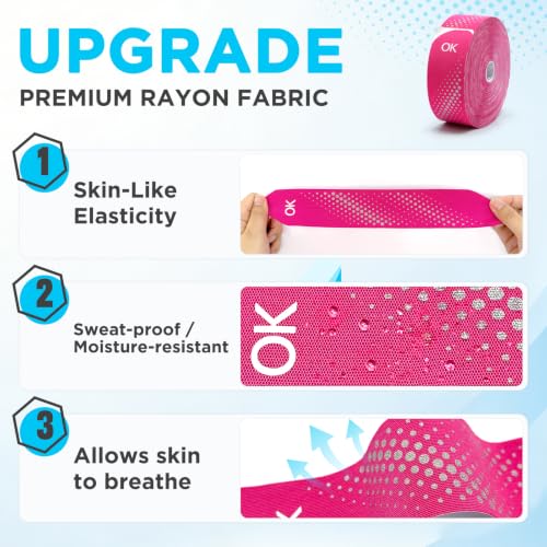 OK TAPE Synthetic Kinesiology Tape, Precut Athletic Tape 1 Roll (Pink, 100 PCS) - color: Pink, size: 100 PCS