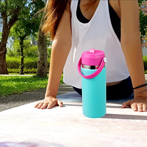 Straw Lid for Hydro Flask Wide Mouth Water Bottle 32 40 OZ - Lids with Straws Replacement Cap Fits 12, 16, 20 oz Hydro Coffee Flasks, Flip Top Flex Handle, BPA-Free Sports Accessories Cover(Carnation) - color: Carnation
