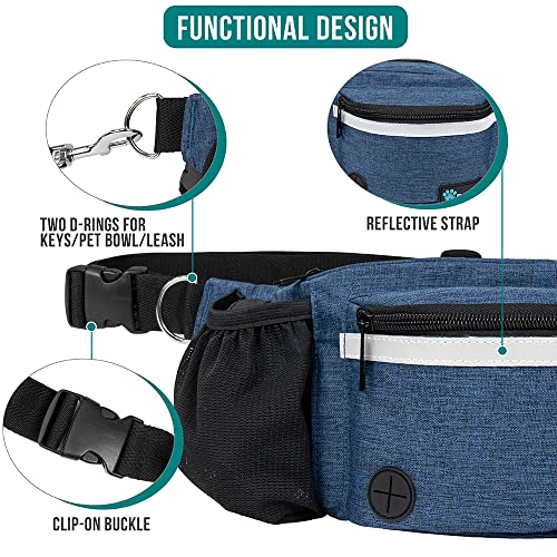 PetAmi Dog Fanny Pack, Treat Pouch for Dog Walking Training, Navy Blue - color: Navy Blue
